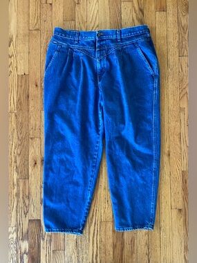 Vintage Chic High Waist Pleated Jeans Plus Size 24 Medium Wash Denim